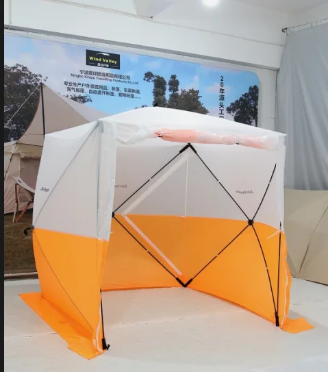 Wind Valley Wholesale Portable Insulated Cube Pattern Ice Fishing Tent China Factory Waterproof Winter Fishing 1-2 Person
