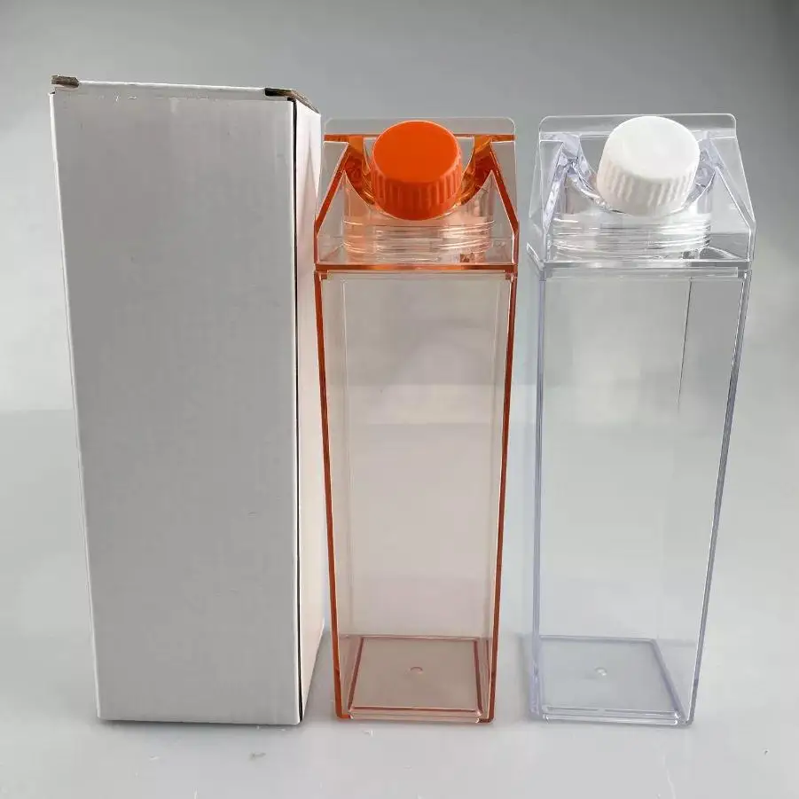 Transparent and simple 1L milk cup Transparent PS plastic square water cup cross-border creative milk bottle 1000ml details