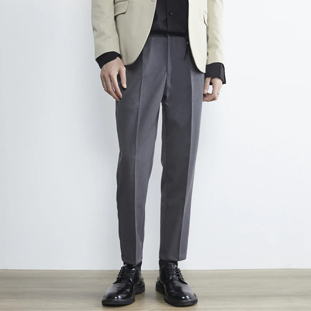 Casual pants men's new elastic non-iron pants men's ankle length elastic men's trousers