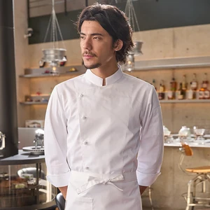 Chef Yibang Men's High-End Kitchen Work Clothes Long Sleeve Autumn Tops New Style Baking Chef Work Attire for Hotel & Restaurant