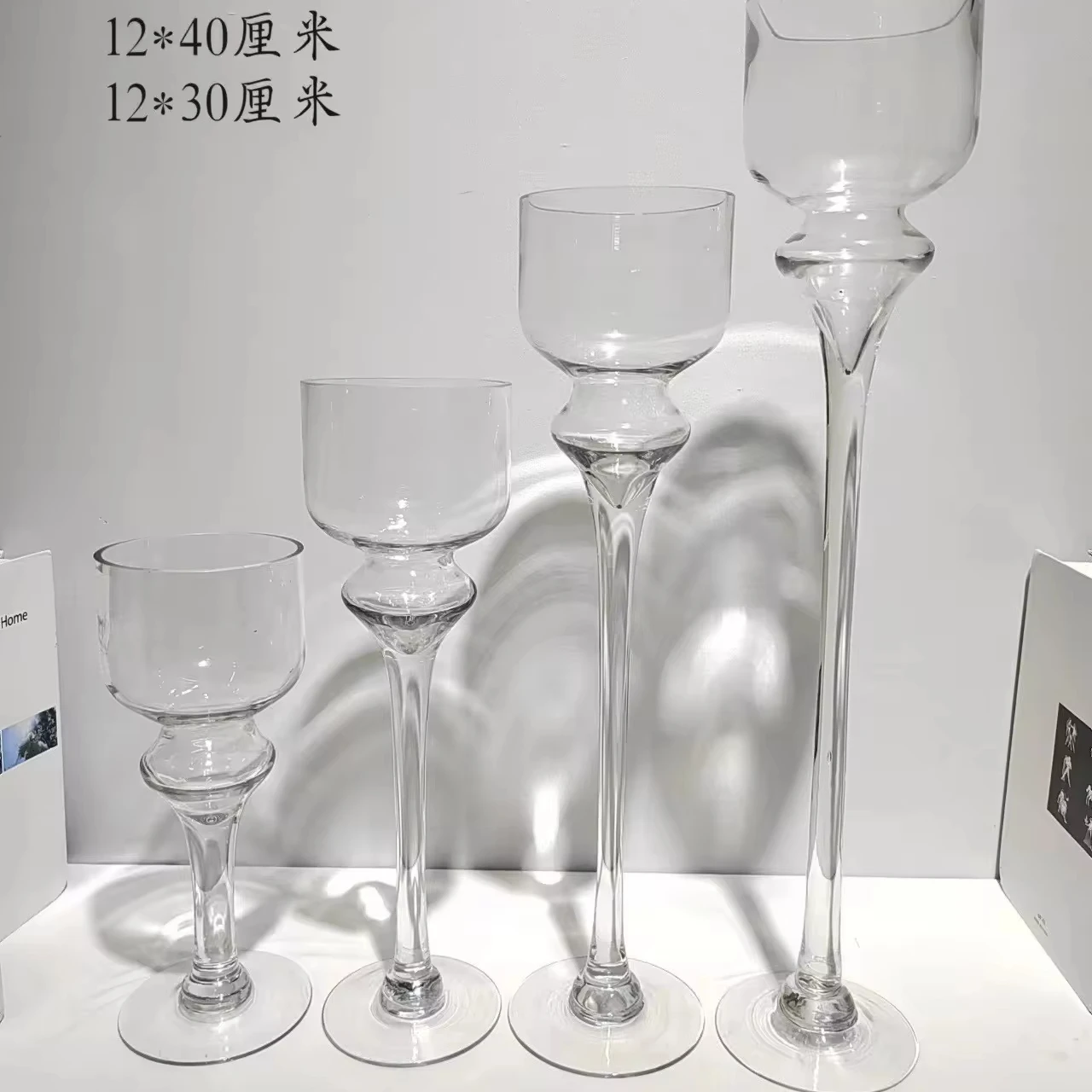 Tall clear Glass Crystal Vase Straight Transparent Wedding Table Centerpieces Flower Stand Wholesale Decoration