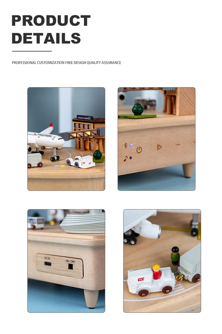 Custom Song Music Box Bluetooth Speaker Usb Mp3 Player Train Rotating