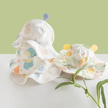 2024 Newborn Infant Cotton Fisherman Hat Baby Print Shade Hat Spring/Summer Kids Bucket Hat