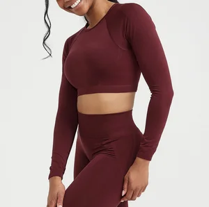 Activewear Private Label Womens Leggings 2 Piece Set Seamless Crop Top Sets Crop Top Femme