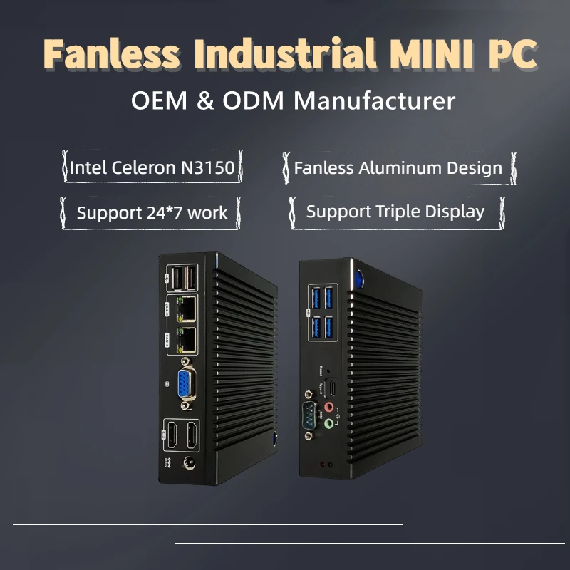 Ultra Compact Edge Iot Fanless Mini Pc Workstation N3150 J6412 For Pos