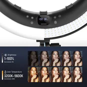 NEEWER Ring Light RP19H 19 Inch with Stand and 3 Phone Holders, Upgraded 2.4G and Touch Control, Smooth Dimming at 1%, 42W CRI detail image