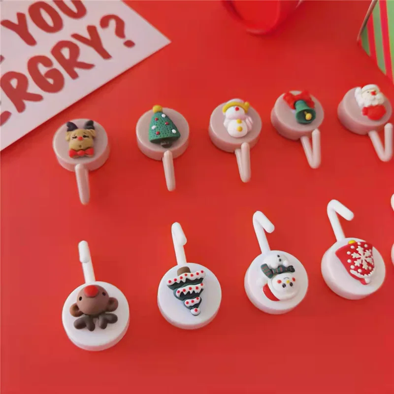 Creative cartoon novelty hooks Christmas Snowman Old elk traceless punch free adhesive novelty hooks strong adhesive novelty hooks supplier