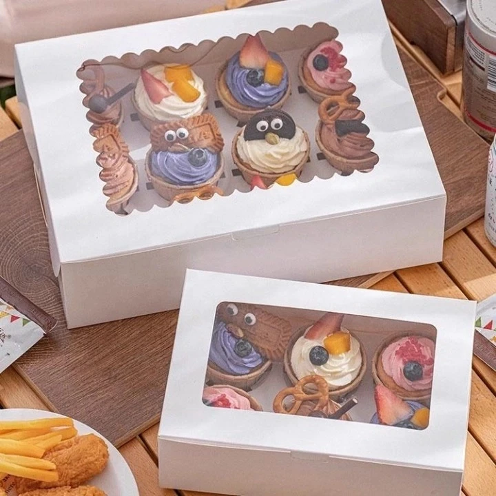 Wholesale Transparent Clear Cake Paper Box Packaging Rectangle Luxury Wedding Birthday Cake Gift Box Bakery Cake Box With Window