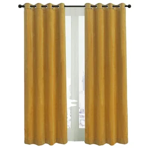 Velvet Blackout Fabric Curtain Yellow Wholesale
