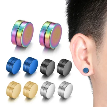 black stainless steel magnet ear stud magnetic earring cuff Non Piercing body Jewelry earrings for boys men