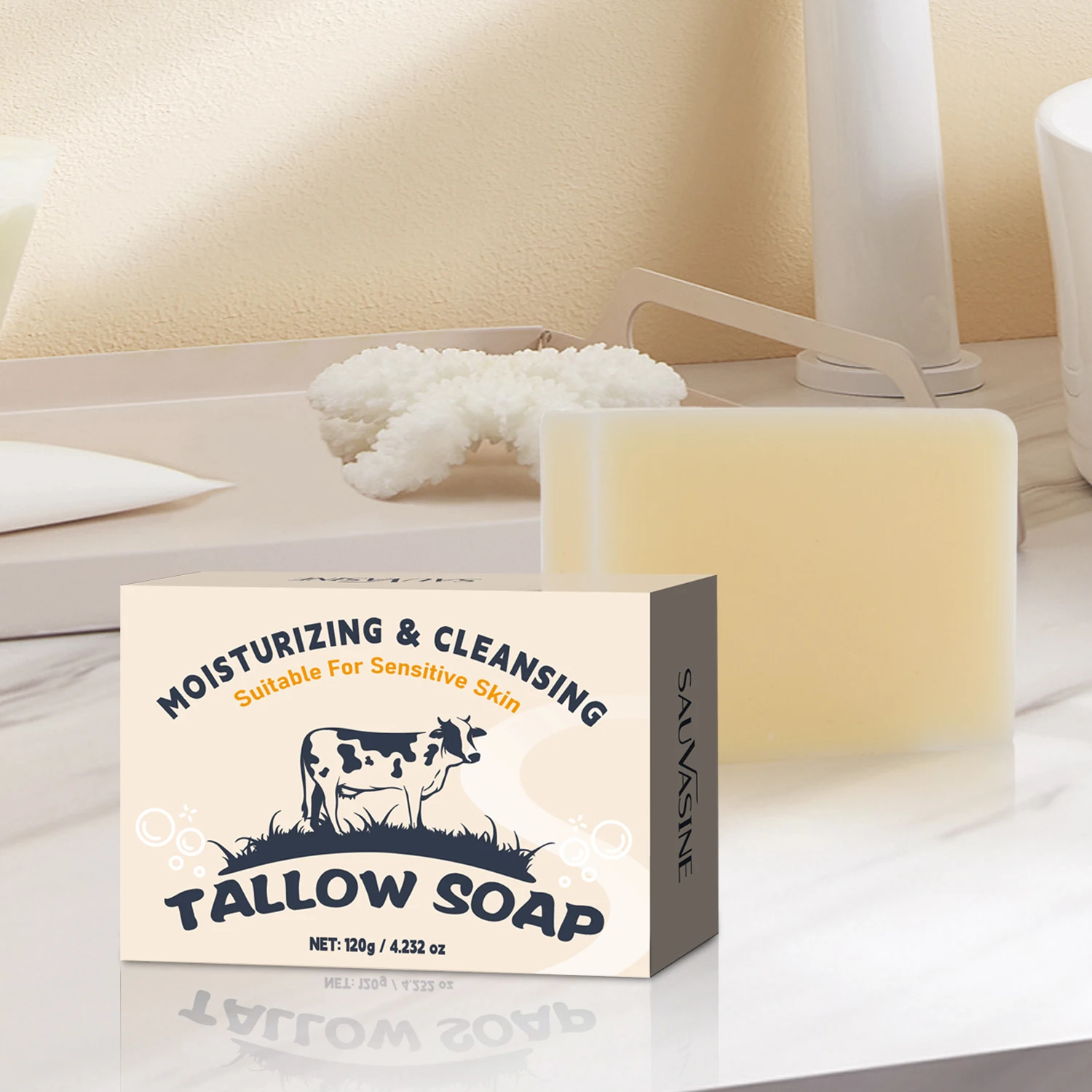 Lanthome Fancy  Long-Lasting Moisturizing Vetiver Grounding Bar Soap Tallow Soap Cow Soap for 120 G