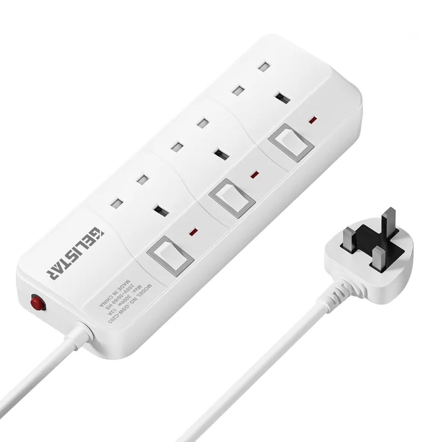 High Quality UK Style British Extension Power Socket 3 Outlet Power Strip