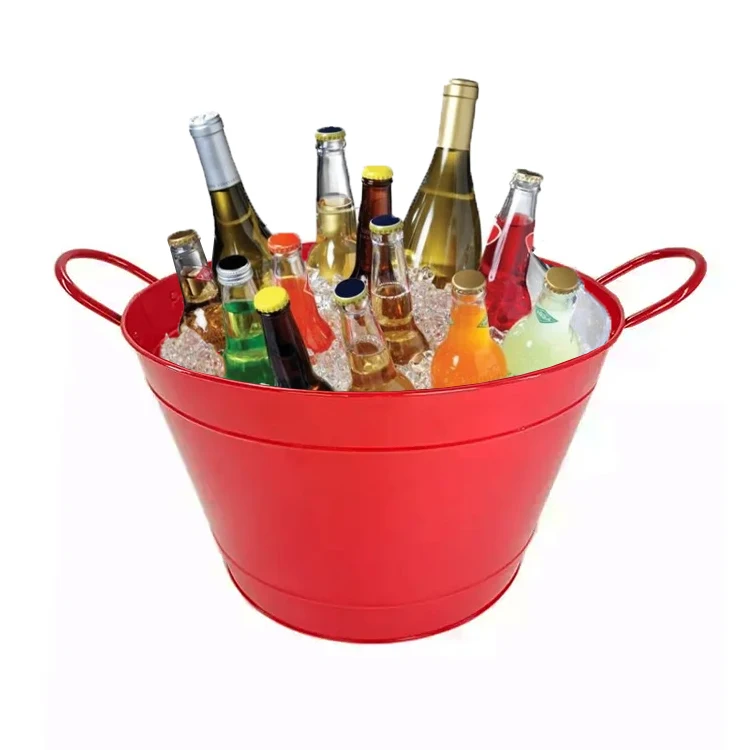 レッドビッグアイスバケットビールボトルバケットメタルクーラー