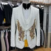 Blanco-3 piezas/juego-Chaqueta + chaleco + pantalón