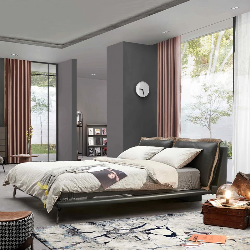 Morgan and Finch Simple Design Wooden Genuine Leather Girls Bed