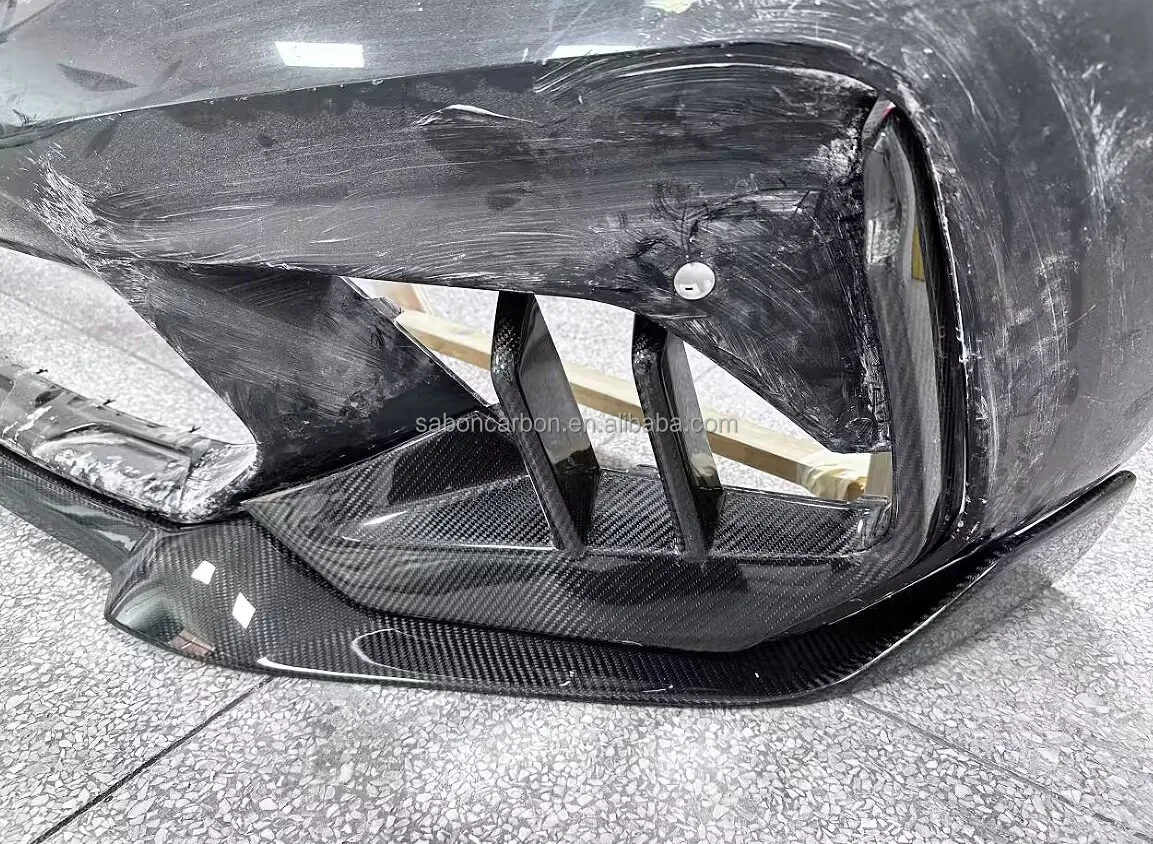 2 Fin Style F87 M2C Carbon Fiber Front Splitter Bumper Inlet Air Duct for BMW F87 M2C 18-21