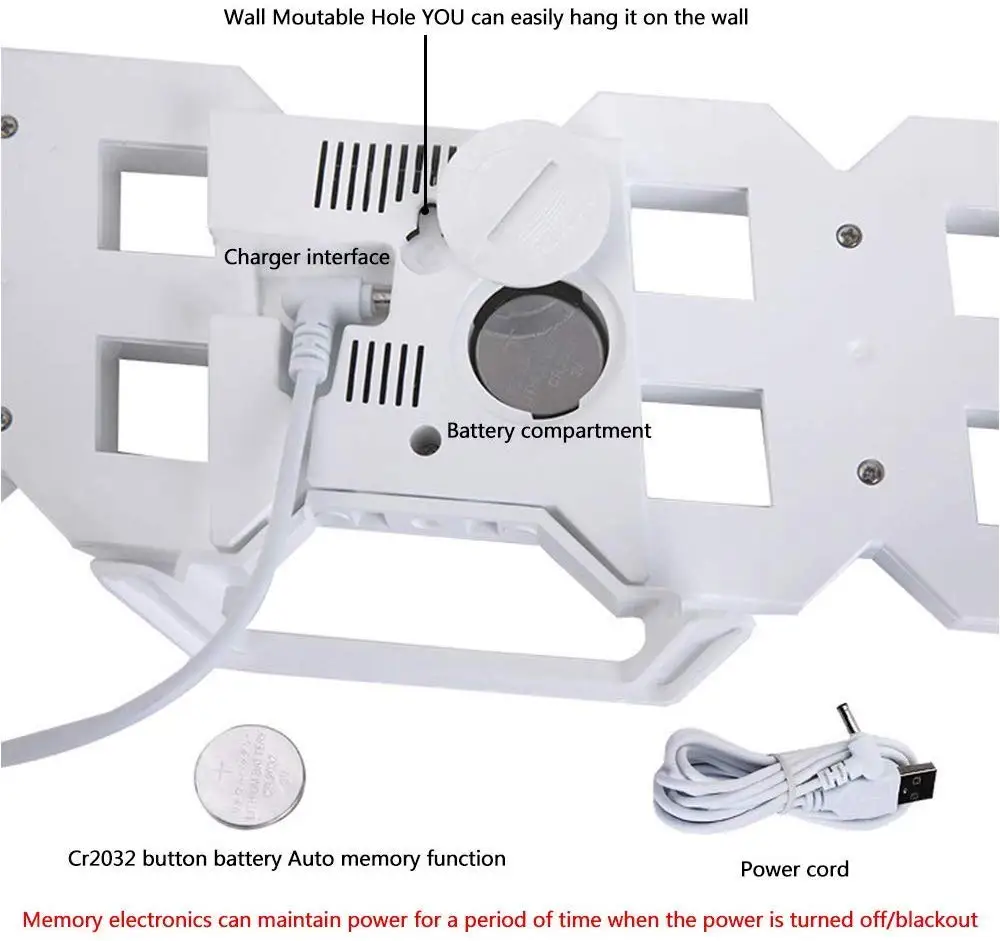 Korean 3D Home Decor Digital Alarm Wall Led Desk Clock with Temperature Date Time Nordic Large Table Clock