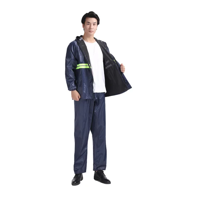 Oxford Cloth PVC Reflective Safety Clothing Set Separate Raincoat and Rain Pants for Cycling & Construction Site Adult Size