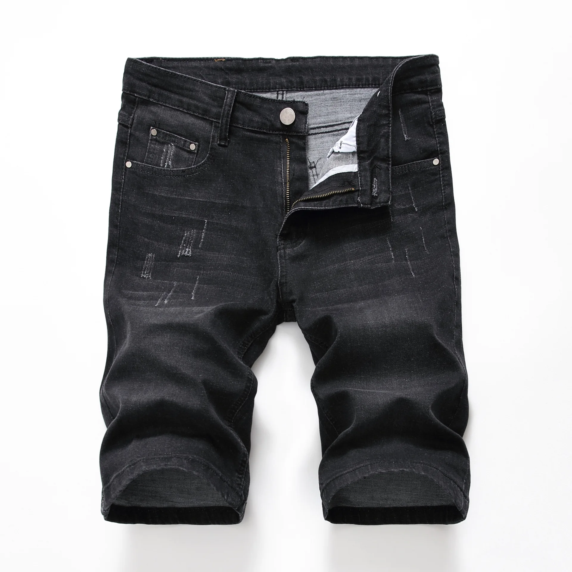 mens black jeans shorts