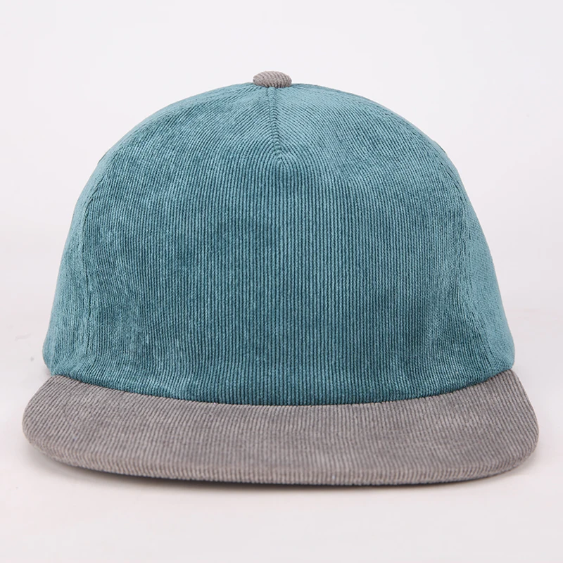 Custom Blue Blank Plain Unstructured Corduroy Snapback Hat Panel Snapback  Cap Dad Hat