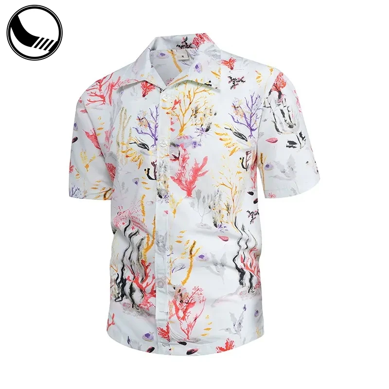 Family Fast Arrival Custom Print Vintage Red Casual Loose Beach Hawaiian Shirt Beach Shirts Men manufacture