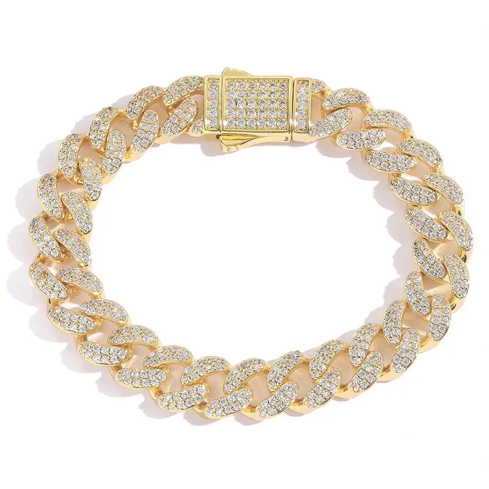 Bling Cartel 14K Gold Plated Hip Hop Bracelet - CZ Micro Pave Icy 23MM - 8 Inch Box Clasp - View #4