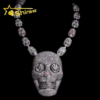 Custom Necklace Pendant Hip Hop Jewelry Iced Out New Design Silver 925 Charms Rock Skull VVS Moissanite Diamond Men's Pendant