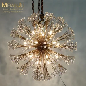 Zhongshan Modern Luxury K9 Crystal Chandelier Premium Hanging Pendant Light for Hotel Lobby Banquet Hall Living Room Lighting