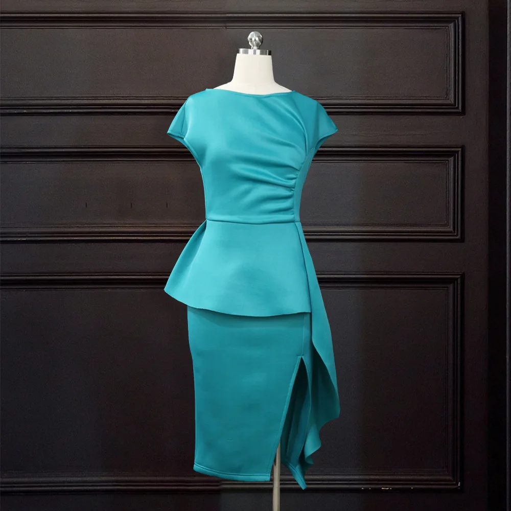 Sexy Elastic Waist Evening Dress Slimming Sleeveless Slit Ruffled Dress  Plus Size Dresses Women