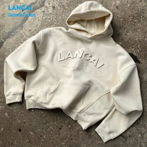 Lancai Clothing Manufacturer Customized Women 3D Embossed Hoodies High Quality Streetwear Cotton Pullover Hoody Sweatshirts