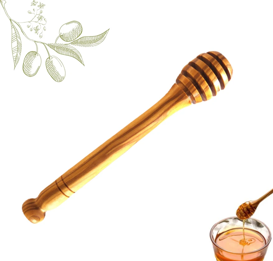 Высокое качество, оптовая продажа, различные размеры, деревянный медовый серверный капельница, мешалка из натурального оливкового дерева, медогенератор для банок