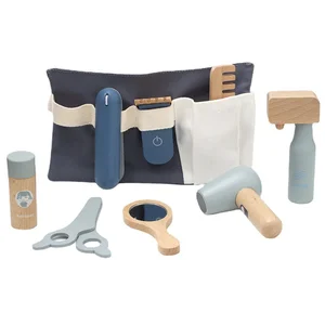 Best-Selling Pretend Play Wooden Stylist Hair Cutting Kit Hairdresser Scissors Accessories Educational Toys for Boys and Girls