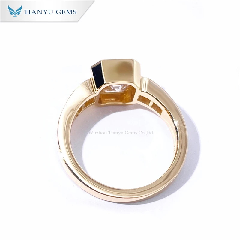 Tianyu Custom Design Jewelry Solid 10K 14K Asscher Cut Gold Real CVD Lab Grown Diamond Wedding 18K Engagement Rings for Women