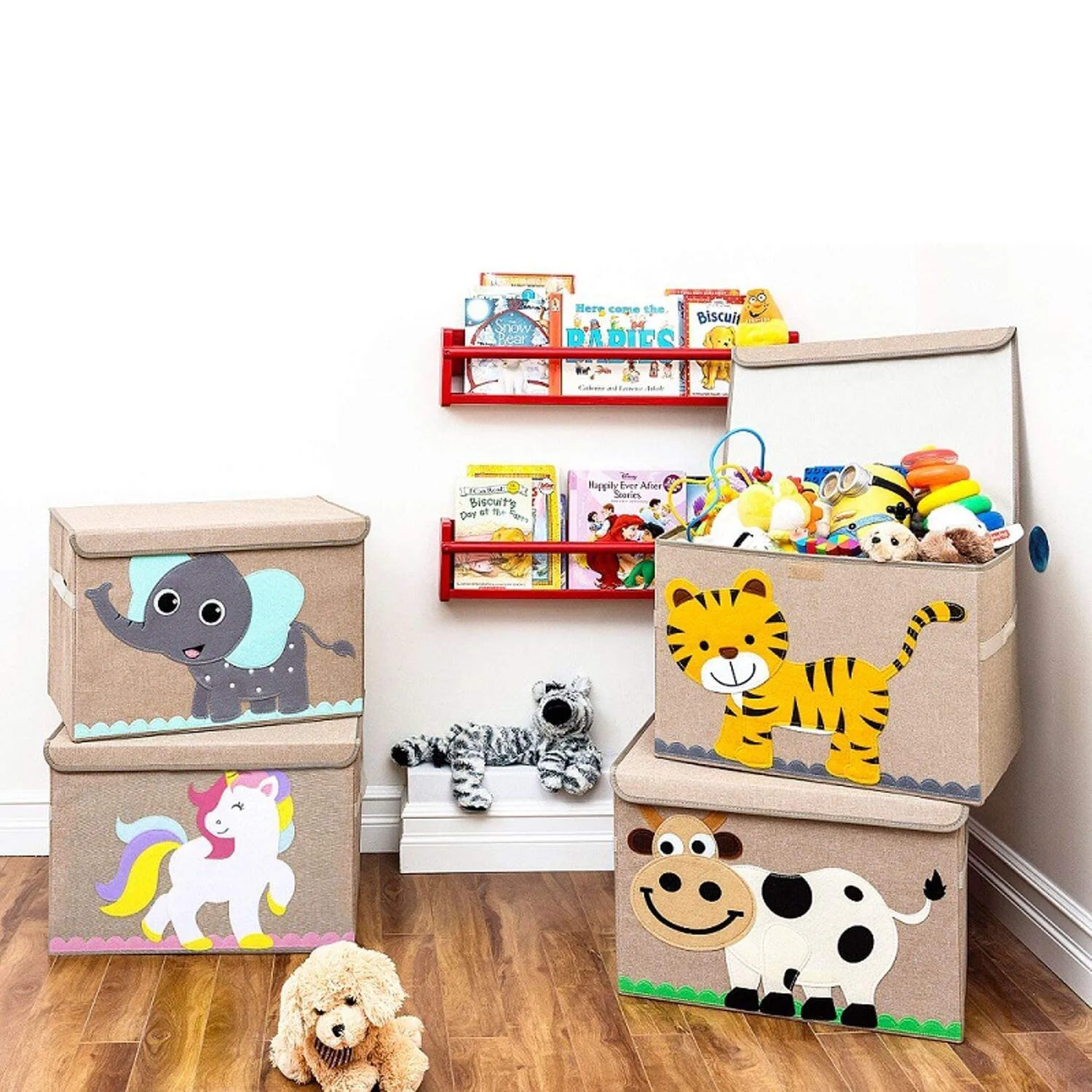 Collapsible Fabric Animal Toy Storage Organizer/Bin/Box/Basket/Trunk for Toddler Children and Baby Nursery CLCROBD Foldable Large Kids Toy Chest with Flip-Top Lid Elephant 