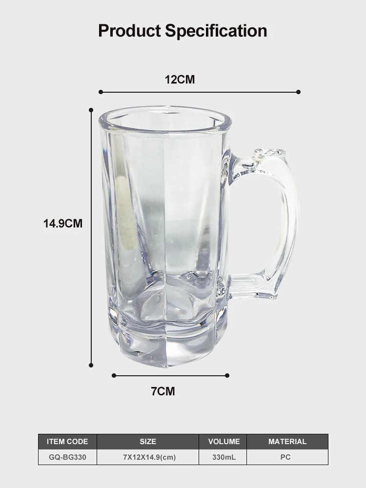 Bar service drinkware cocktail cup plastic wine glasses custom  glass beer mug supplier