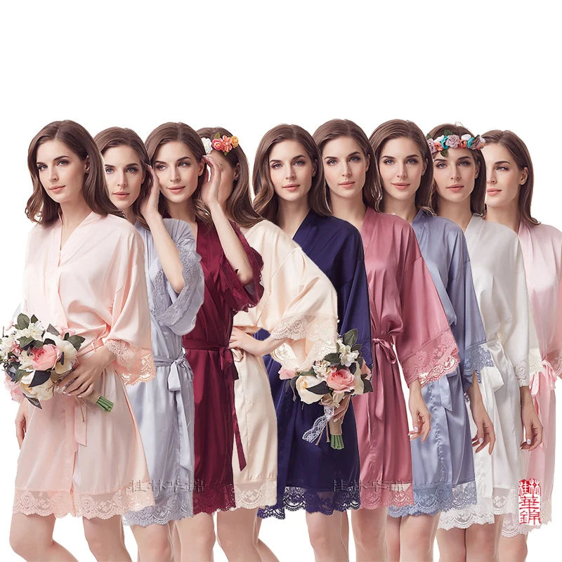 bridesmaid robes with lace trim