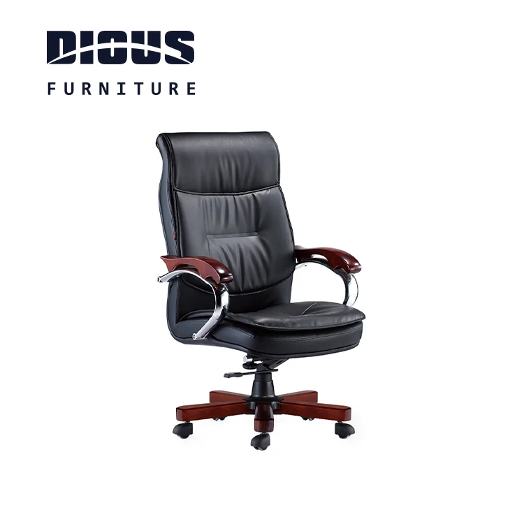 Dious comfortable popular wood revolving chair industrial leather chair