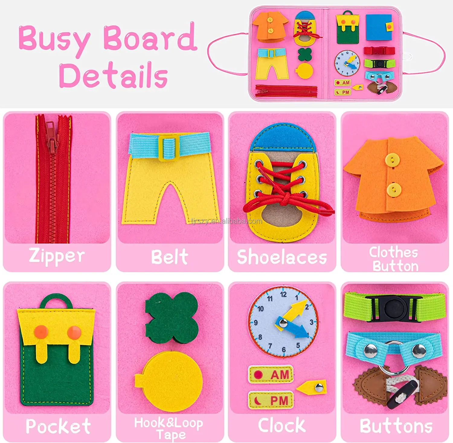 Busy Board for Toddlers 1 2 3 4 Year Old, Sensory Activity Board for Learning Toys, Travel Toys for Toddlers 1-3, Montessori Toy