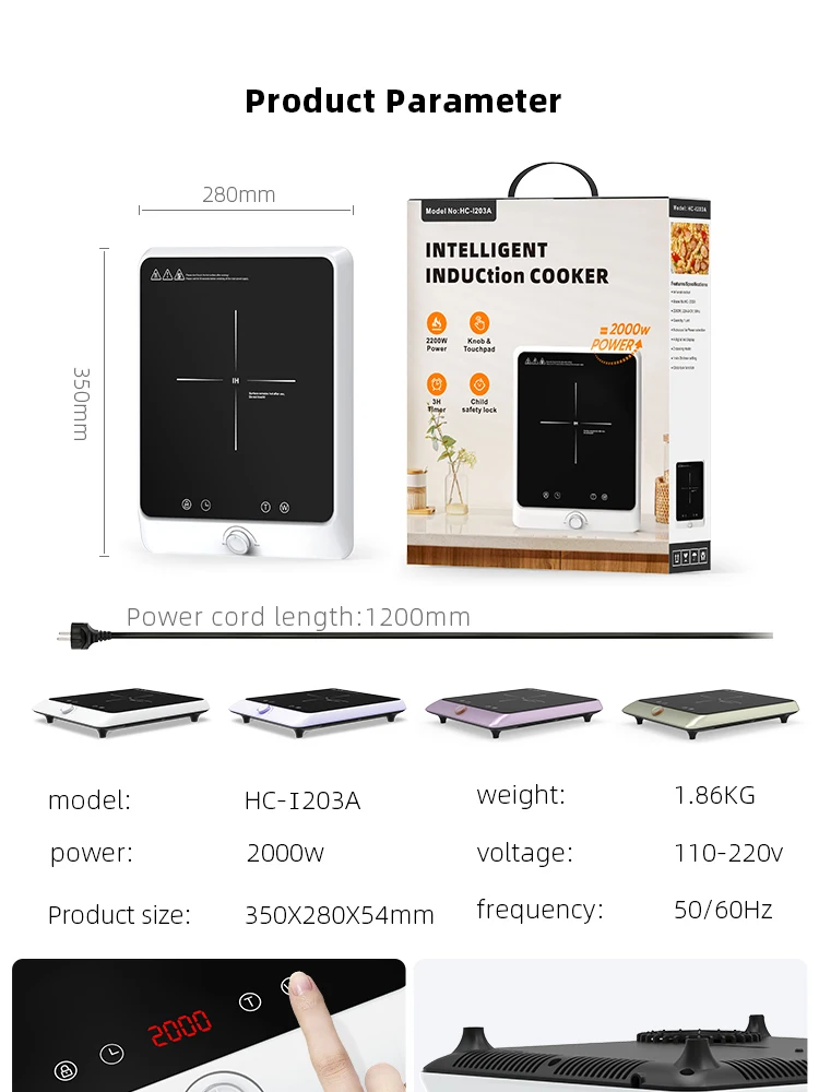 2000w Touch Panel Induction Cooktop for Home Electric Stove