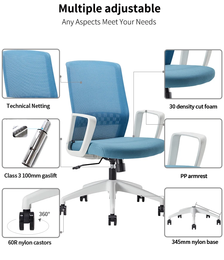 Office Chair Mesh Rotating New Modern Middle Back Support manufacture