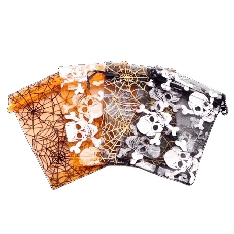 Small Halloween Spider Skull Gauze Gift Bag for Chocolate & Candy for Packaging & Printing
