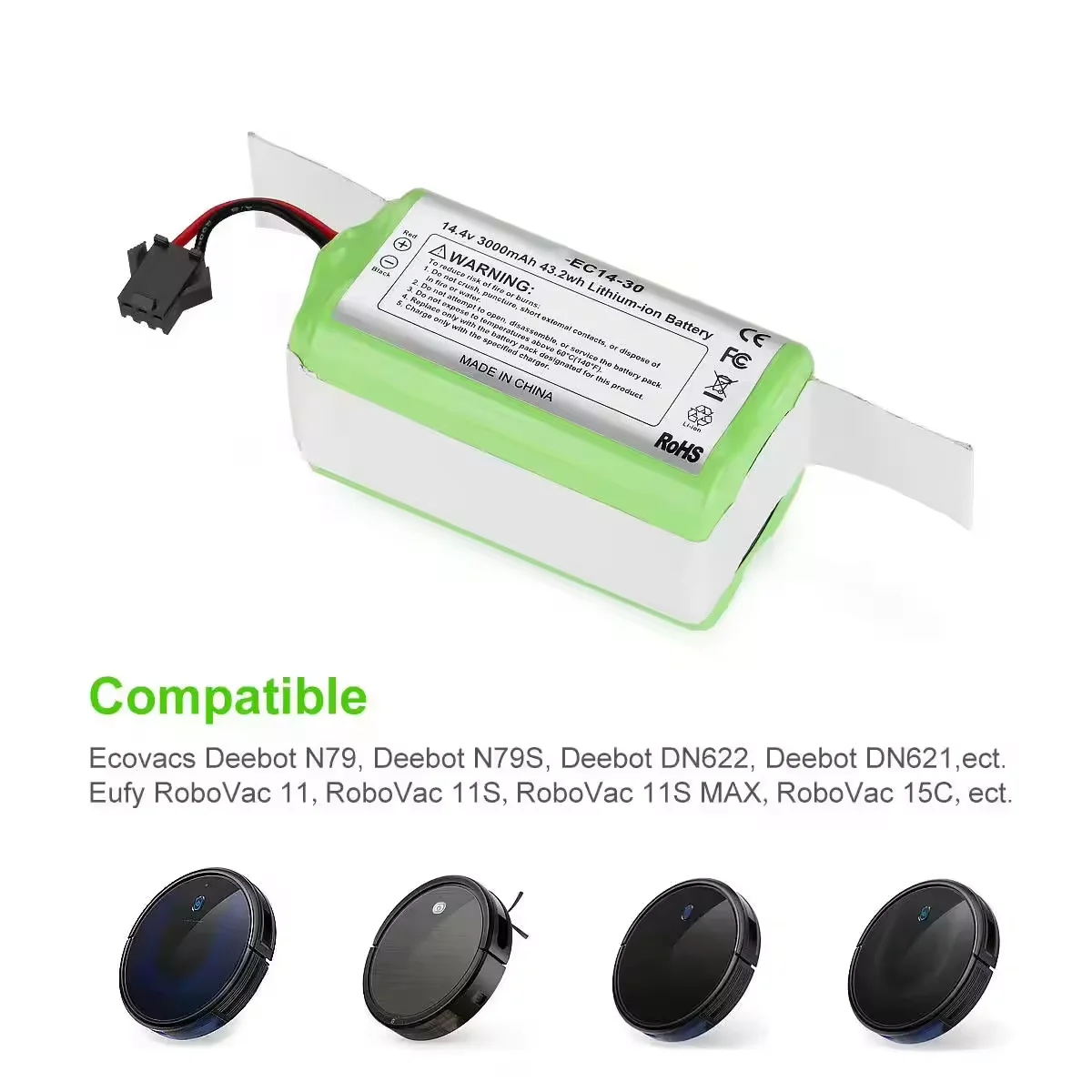 14.4v 2600mah Lithium Ion Replacement Battery Compatible With Tesvor