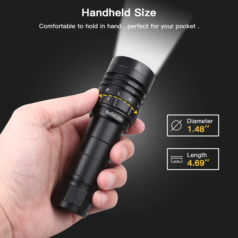 Sofirn SD05 Lampe De Plongée Sous Marine XHP50.2 Super Lumineuse 3000lm 21700 Lampe De Poche Avec Interrupteur Magnétique 5000K 6500K 26T0106 Du 23,91 € | DHgate