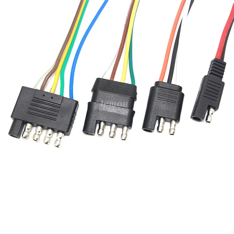 Male To Female Extension Cable 5 Way 2 3 4 Pin 4-flat Wire SAE Trailer Connector Wiring Harness