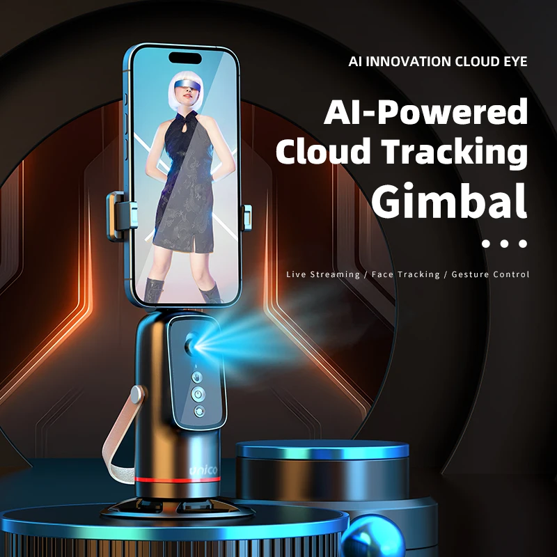Unico BR6481 Smart Face Track Gimbal Ai 360 Tripod Stand With Track for Phone Auto Face Tracking Gesture Gimbal Camera Holder