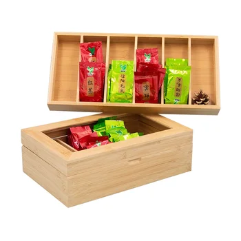New arrival amazon custom wooden gift box 8 compartments for bamboo coffee tea box organizer