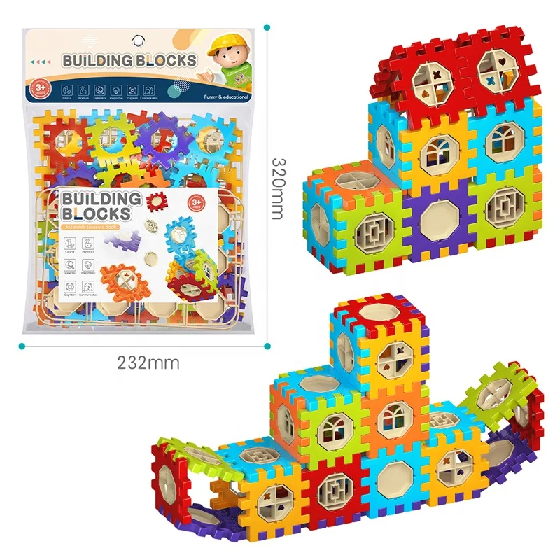 Samtoy 66PCS Learning Toys Colorful Waffle Blocks Stem Interlocking Building Blocks DIY Puzzle Block for Kids