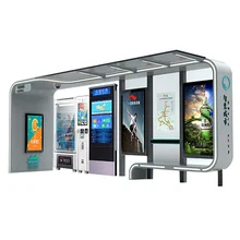 Modern Galvanized Steel Smart Bus Shelter with USB Charging