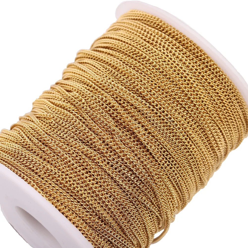 Hypoallergenic Non Tarnish Stainless Steel Link Chains Roll Of 18k Gold