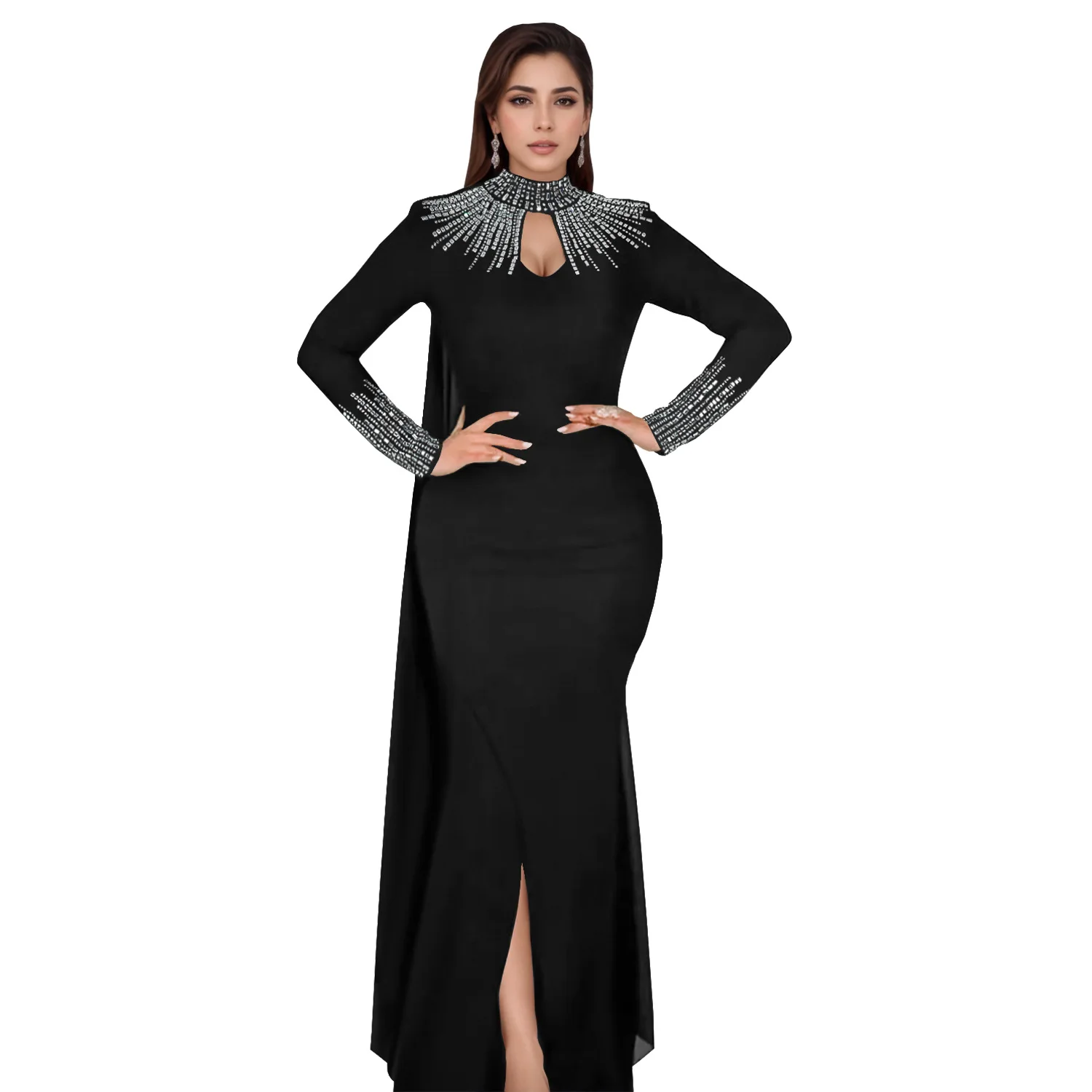 mother bride long dresses A-Line 3/4 Sleeves Floor Length Mother of The Bride Dresses